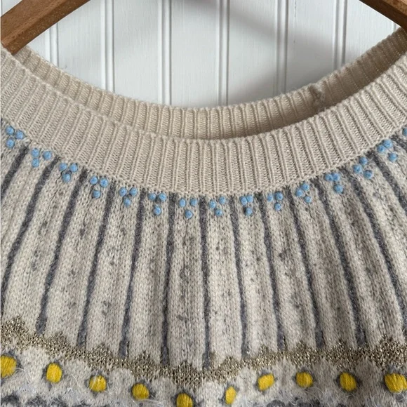 Style & Co. Navy and Cream Sweater Size L with Yellow Accents - Picture 5 of 9